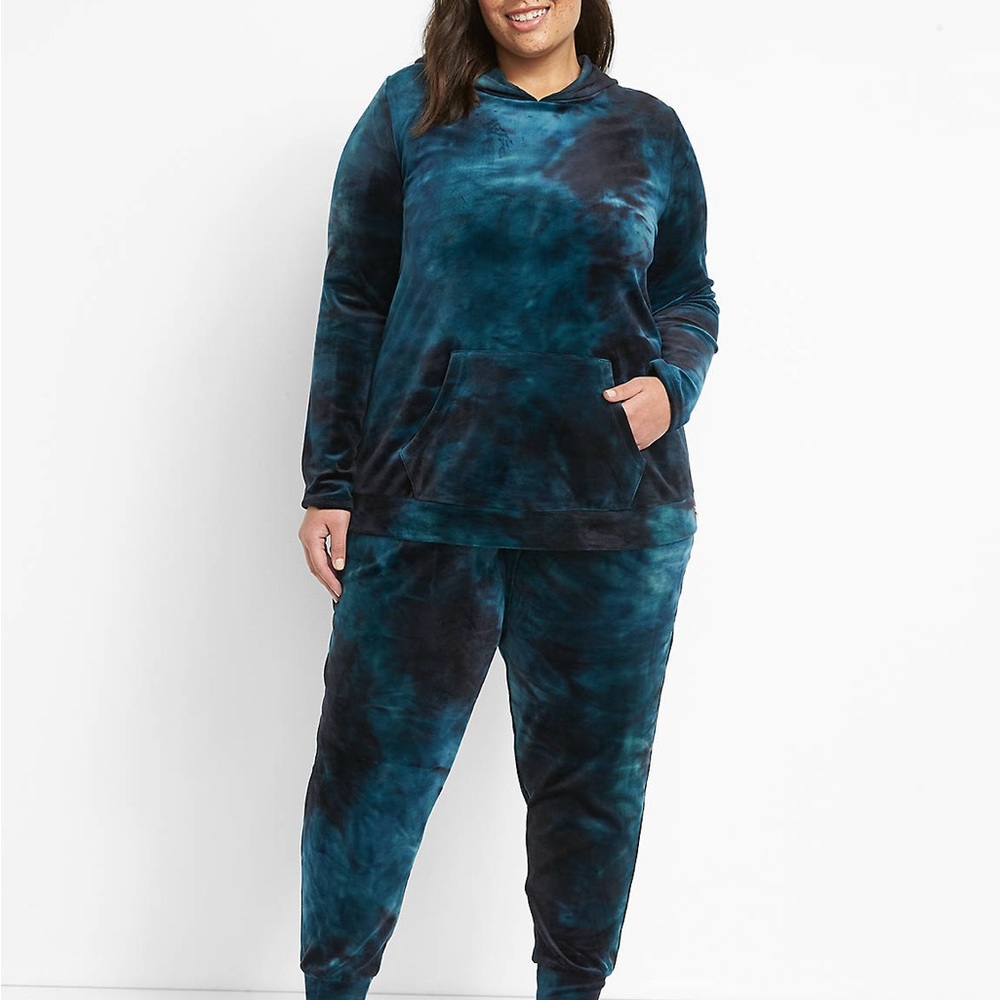 ALIVI Women’s Jogger Suit In Moody Teal Tie die And Plush Velour Xxl 18/20